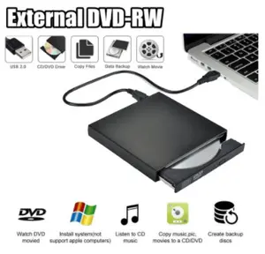 External DVD Drive Slim Portable Optical Drive Writer Burner Rewriter