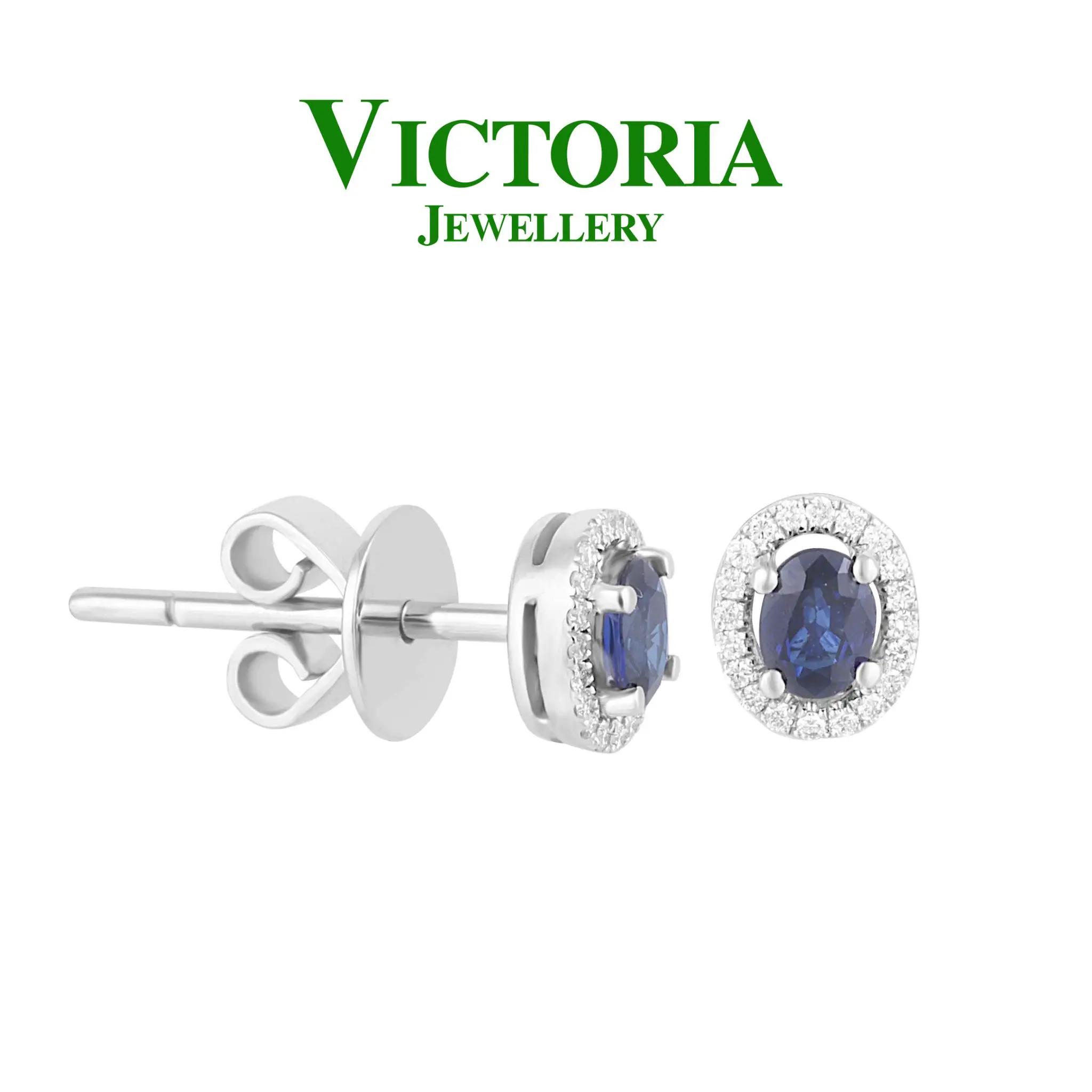 Anting Berlian Batu Blue Sapphire VER822336 Victoria Jewellery