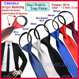 Dasi Pria Instan Polos SLIM Siap Pakai Resleting Otomatis Langsung Fit
