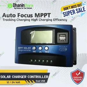 Solar Cell Panel Surya Charger Controller MPPT LCD Dual USB 12 24 Volt