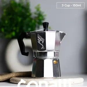Moka pot Alat kopi 150 ml 3 Cup Silver Coffee Mokapot Espresso Maker