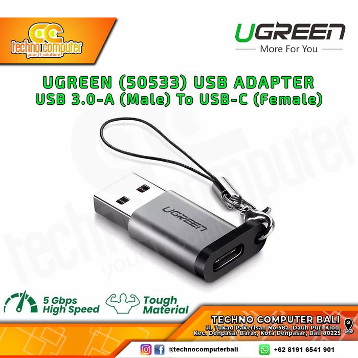 Gambar UGREEN ADAPTER USB - USB 3.0-A (Male) To USB-C (Female) - (50533) dari Techno Computer Bali Kota Denpasar Tokopedia