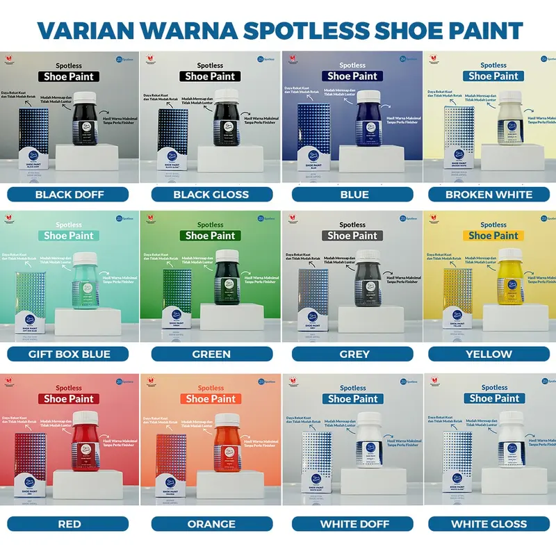 Spotless Premium Shoe Paint + Pengencer - Cat Sepatu, Canvas, Suede, Kulit Tahan Air dan Tidak Mudah Luntur 3