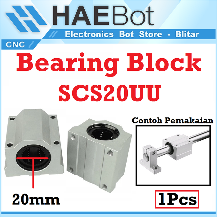 Jual [EBS] SCS20UU SCS20 Linear Ball Bearing Block Bushing 20mm CNC 3D ...