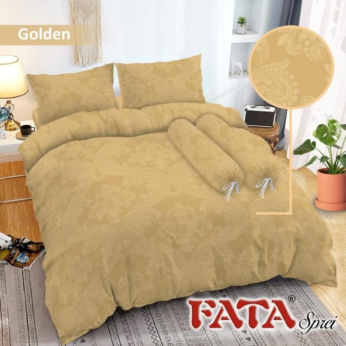 Gambar BEDCOVER SET 120x200 - BEDCOVER SET SINGLE POLOS FATA EMBOSS - GOLDEN dari wenzshop Kota Administrasi Jakarta Utara Tokopedia