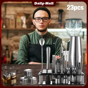 23pc Paket Lengkap Cocktail Shaker Stainless Barista Boston Shaker Set