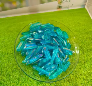 Natural Clear Quartz Point Plating light blue AURA paket 100 gram