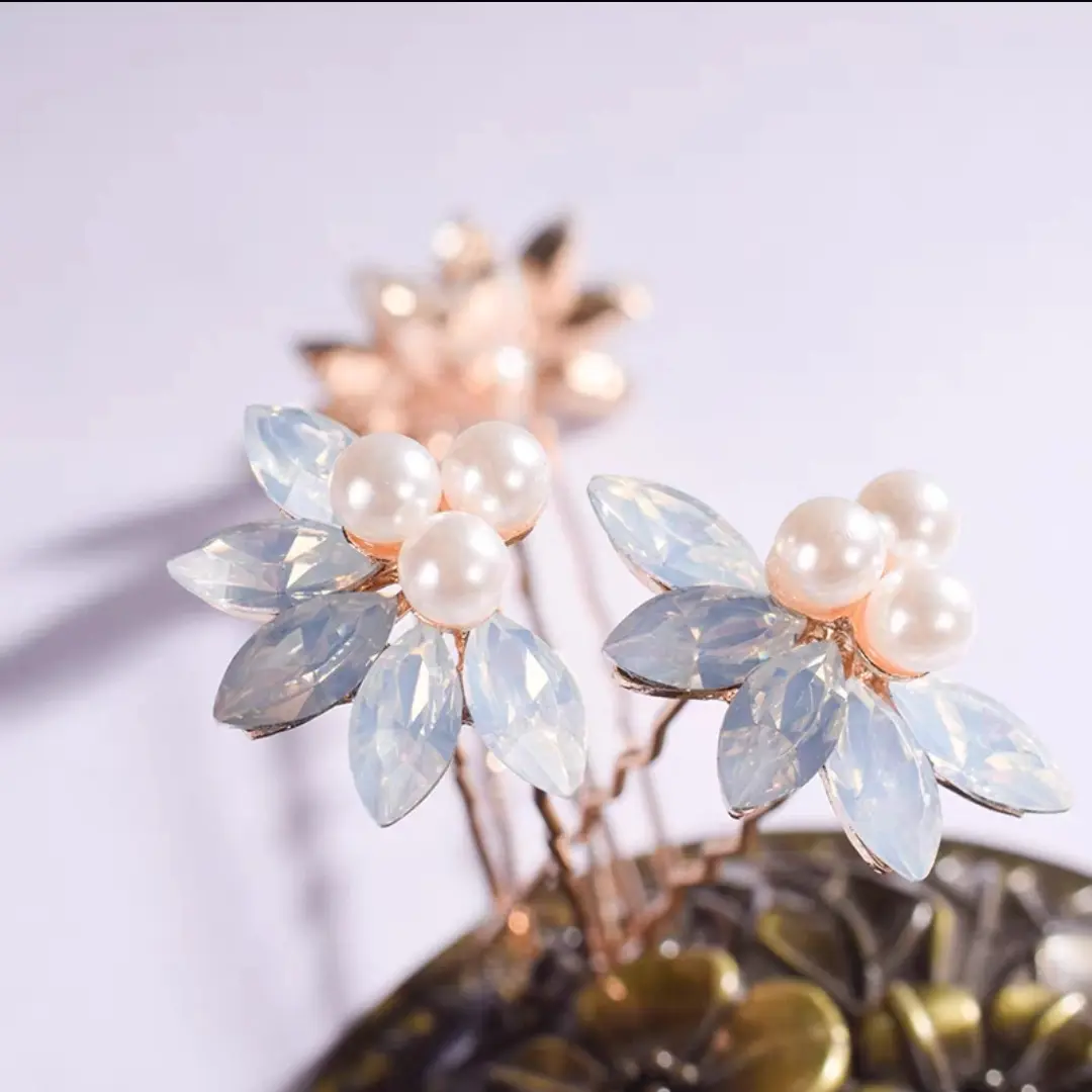 wedding hair pins crystal pearl / bridal hairpin / hair accesories