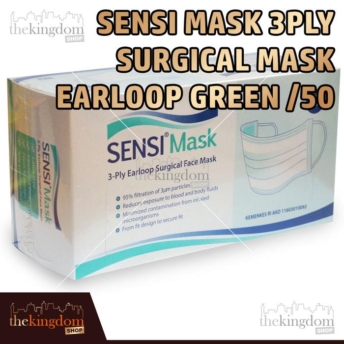 Gambar Sensi Mask 3ply Surgical Mask Earloop Green /50 Masker Medis Hijau - Plastik dari The Kingdom Shop Kota Administrasi Jakarta Utara Tokopedia
