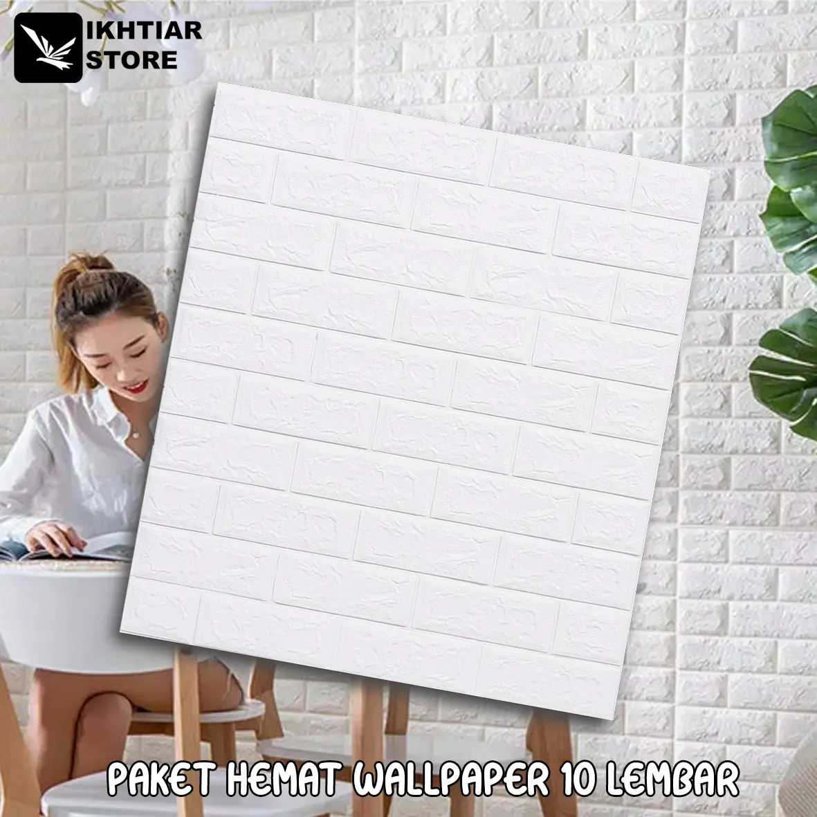Wallpaper Dingding 3D Foam Motif Batu Bata 70 x 77 CM Dekorasi Dinding