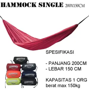 hammock singel ayunan gantung / beban max 150 kg include tali 2 pcs /