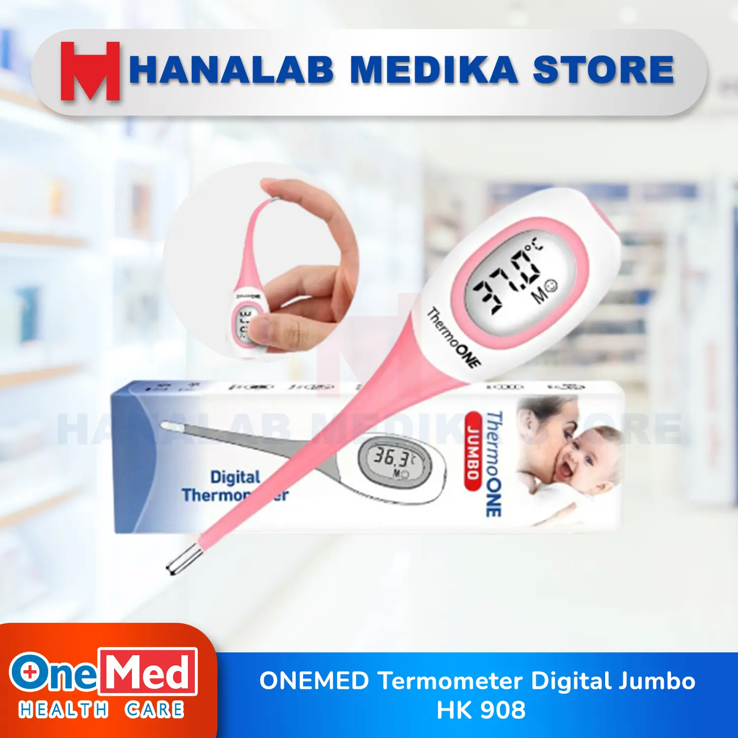 (Warna Random) ONEMED Termometer Digital Jumbo HK 908