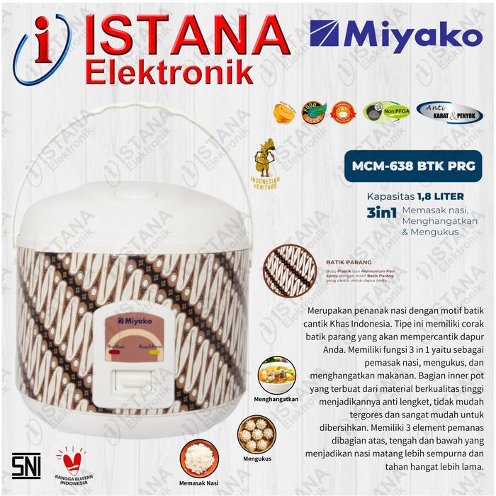 Gambar MIYAKO MAGIC COM/WARMER PLUS 1.8 LITER MCM-638BTKPRG dari ISTANA ELEKTRONIK PALEMBANG Kota Palembang Tokopedia