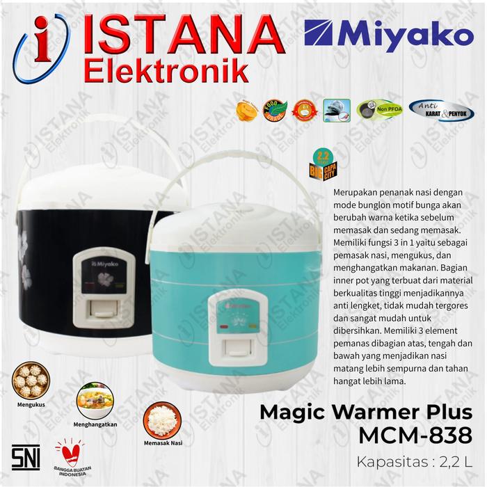 Gambar MIYAKO MAGIC COM/WARMER PLUS 2.2 LITER MCM-838 dari ISTANA ELEKTRONIK PALEMBANG Kota Palembang Tokopedia