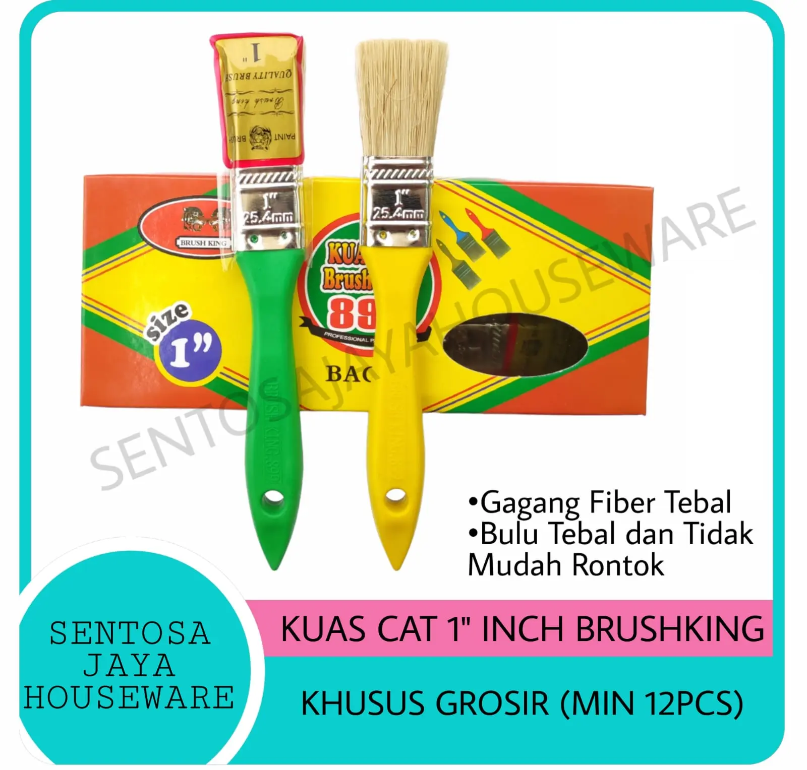 (12PCS) KUAS CAT 1" INCH / KUAS 1 INCH / KUAS CAT 1 INCH BRUSHKING899