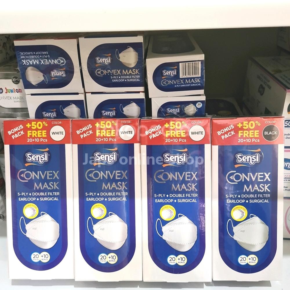 Masker SENSI Convex 3D 4Ply Earloop, Masker 3D Sensi 4Ply, isi 20 pcs - Putih