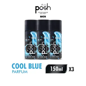 Posh Body Spray Men Cool Blue Botol 150ml x 3 pcs
