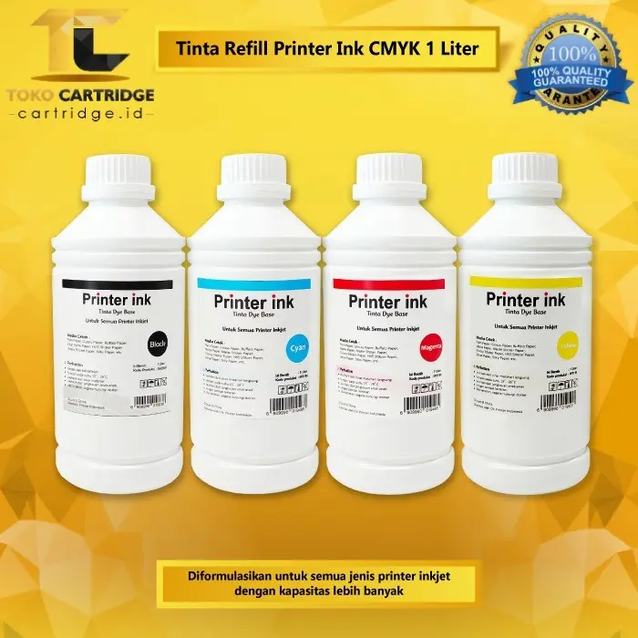 Tinta Printer Ink Cyan Magenta Yellow Black 1 Liter Support All InkJet