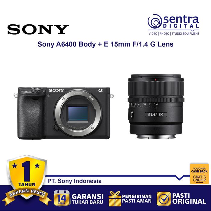 Gambar Sony Alpha A6400 (Body Only) With E 15mm F/1.4 G Lens (SEL15F14G) - BO dari Sentra Digital Kota Surabaya Tokopedia