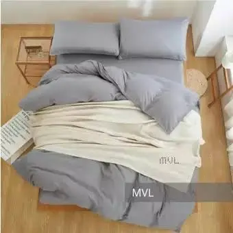 Duvet Cover Premium / Quilt Cover / Sarung Bedcover Polos Abu Muda
