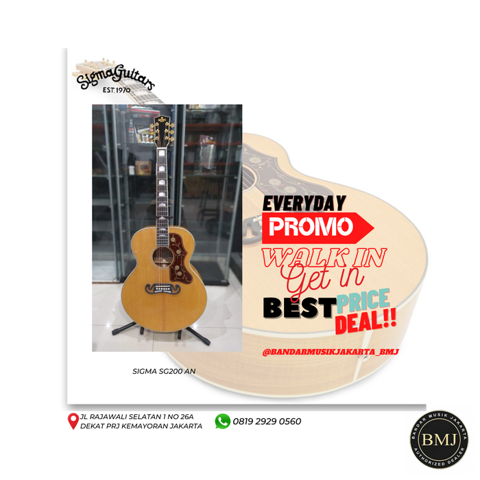 Gambar SIGMA GUITAR GRAND JUMBO GLOSS NAT GJA-SG200AN BMJ dari Bandar Musik Jakarta BMJ Kota Administrasi Jakarta Pusat Tokopedia