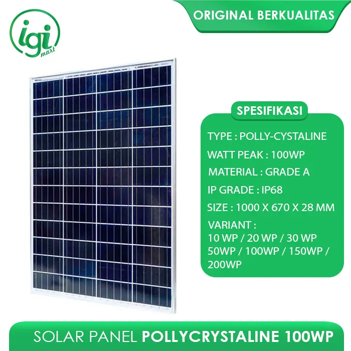 SOLAR PANEL 100w / SOLAR CELL 100watt / PANEL SURYA 100WP POLY INSCOM