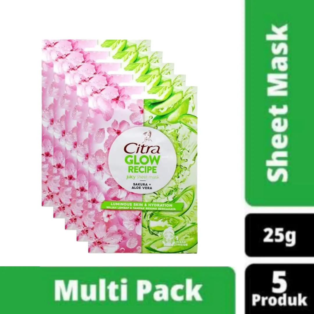 PAKET HEMAT Citra Glow Recipe Juicy Sheet Mask Sakura [5pcs]