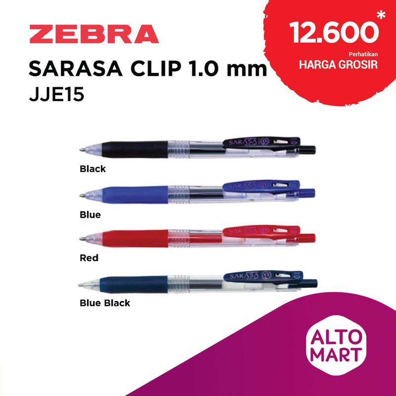 Zebra Penne A Sfera Gel Sarasa Clip 1,0 Mm - Set Da 5 Penne Rosse A Inchiostro Pigmentato, Scrittura Fluida Per Ufficio E Scuola