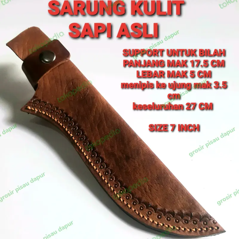 sarung pisau kulit sapi asli 7 inch 17.5 cm murah grosir Coklat Kitchenware 0