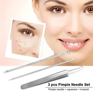 Alat Set Perlengkapan Komedo Jerawat Blackhead 3 PCS Pinset Komedo PT3