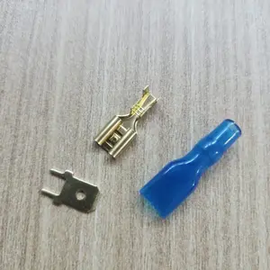 Harga per (20 sett) skun pcb mobil 6.3mm gold / silver 1set plus karet biru