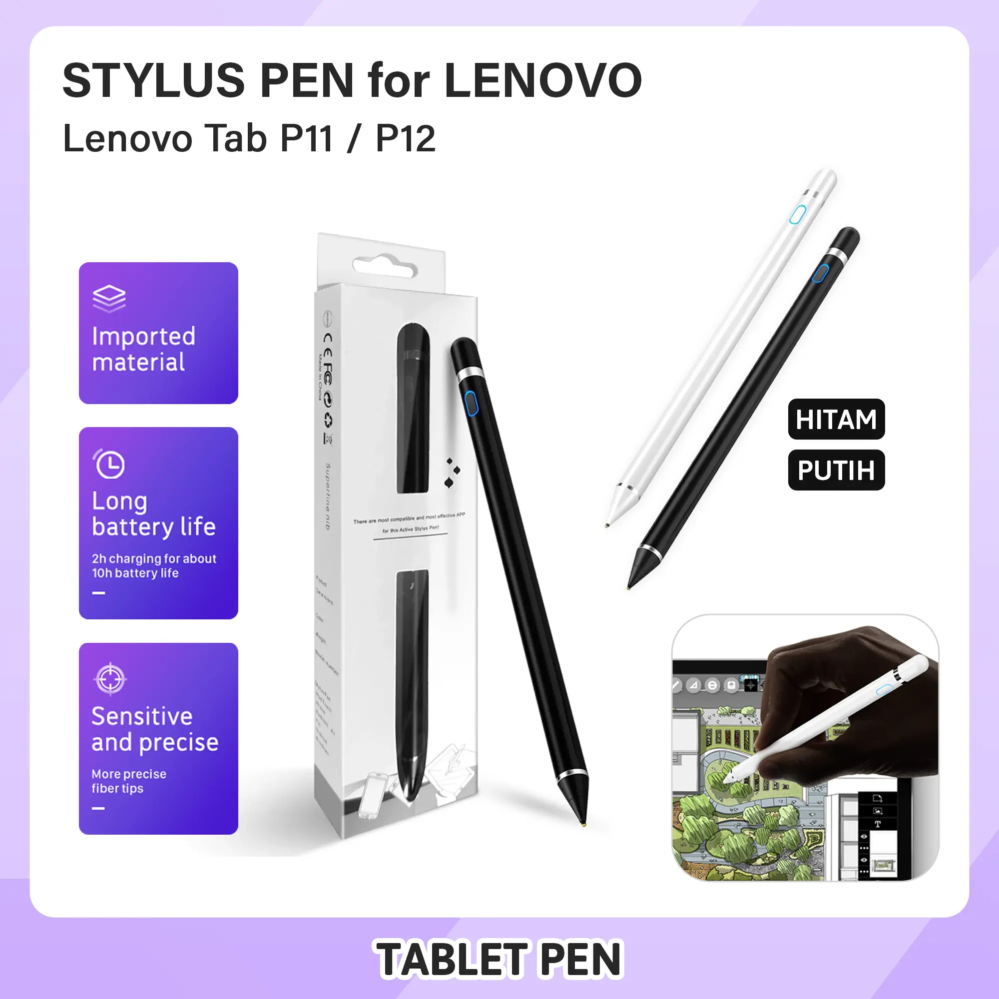 Smart Stylus Pen untuk Lenovo Tab P11 P12 Xiaoxin Pad Pencil Drawing S Pen Android iOs Pensil Gambar Tab Gen 1 Universal