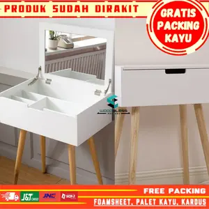 MEJA RIAS KOSMETIK MINIMALIS MODERN LIPAT HEMAT RUANG FREE KACA Furniture