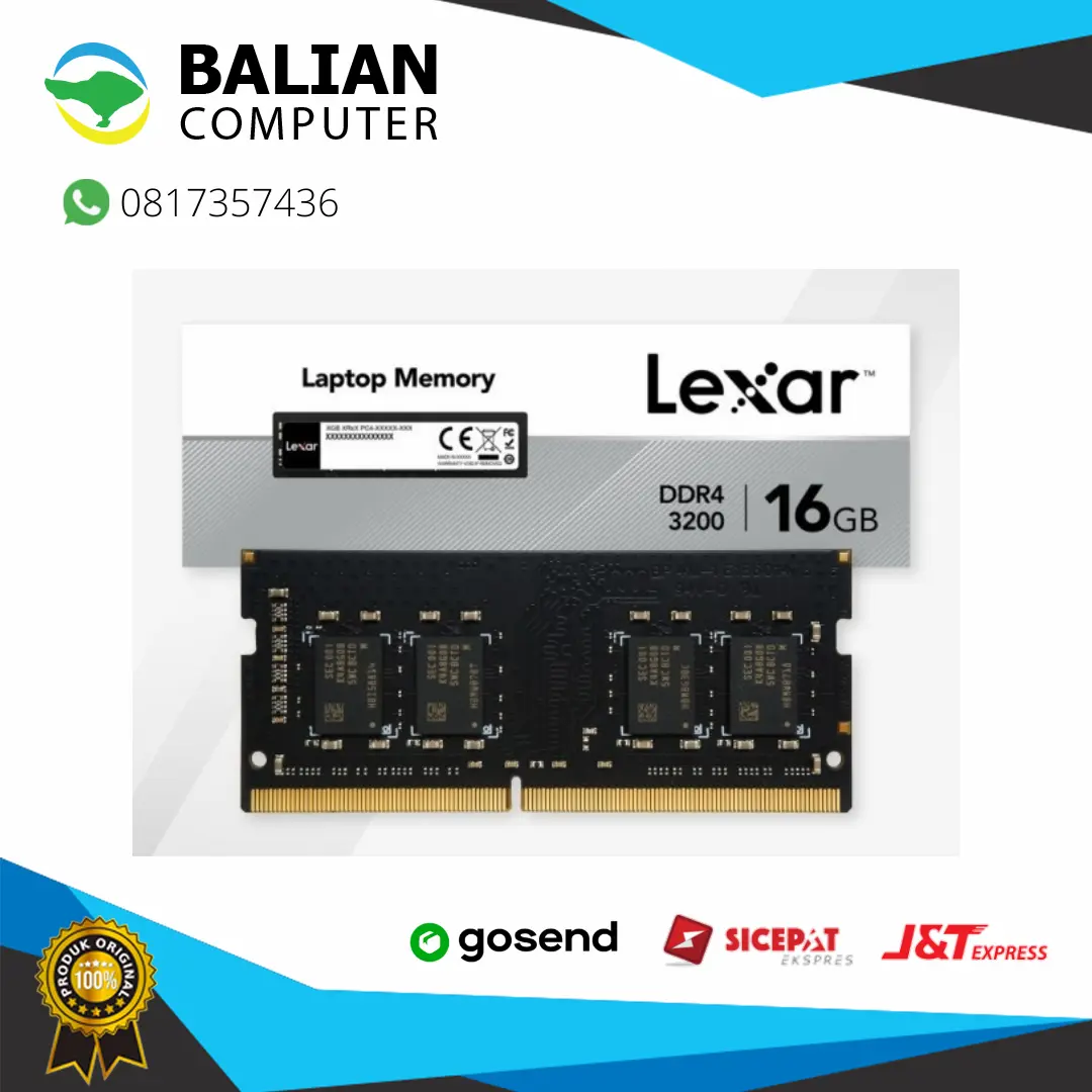 Memory Ram Laptop Lexar ddr4 16Gb 3200mhz Garansi life time