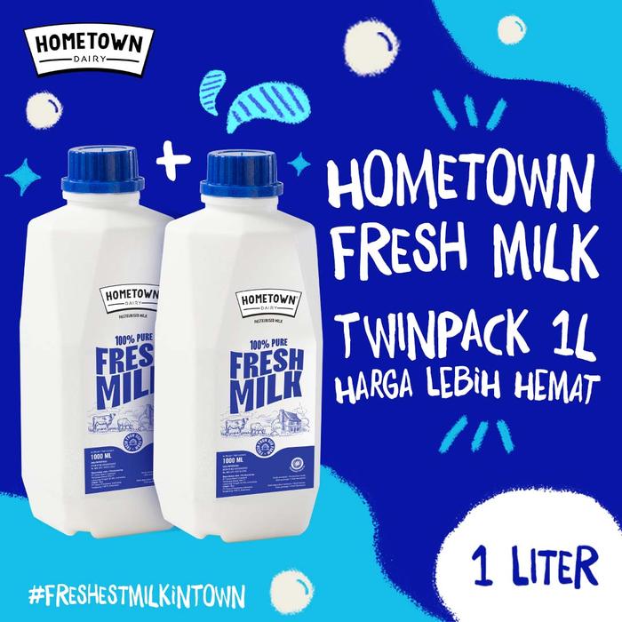 Gambar Hometown Fresh Milk Susu Segar 1L (ISI 2 BOTOL) - Twin Pack - JADETABEK dari GGF Mart Jakarta Pusat Tokopedia