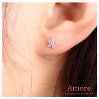Gambar Amore Hana Titanium Anting Wanita Lapis Emas 18K Sepasang Perhiasan Earrings Stainless - White Silver dari Clairine Jewellery Kota Bandung 4 Tokopedia