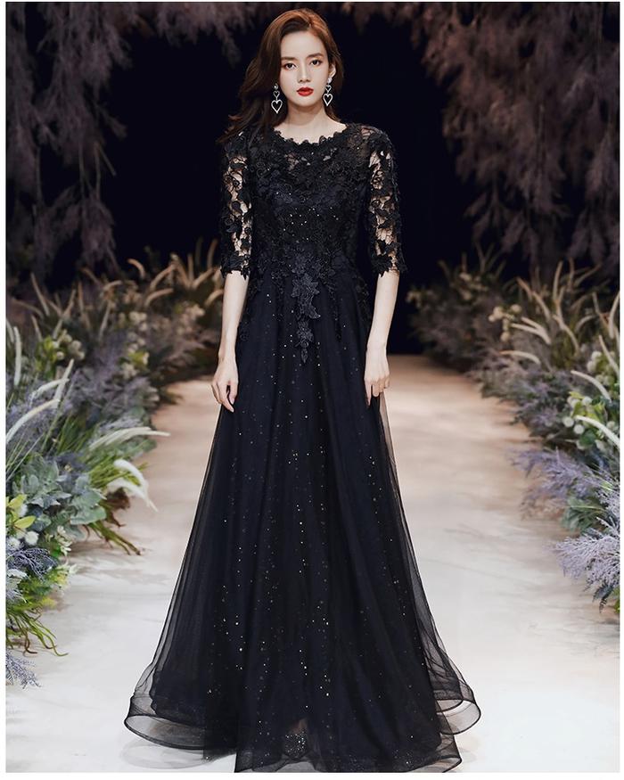 Gaun Pesta 2302022 Hitam Merah Maroon Lengan Panjang Party Dress - Hitam, L  di Christiantungofficial | Tokopedia