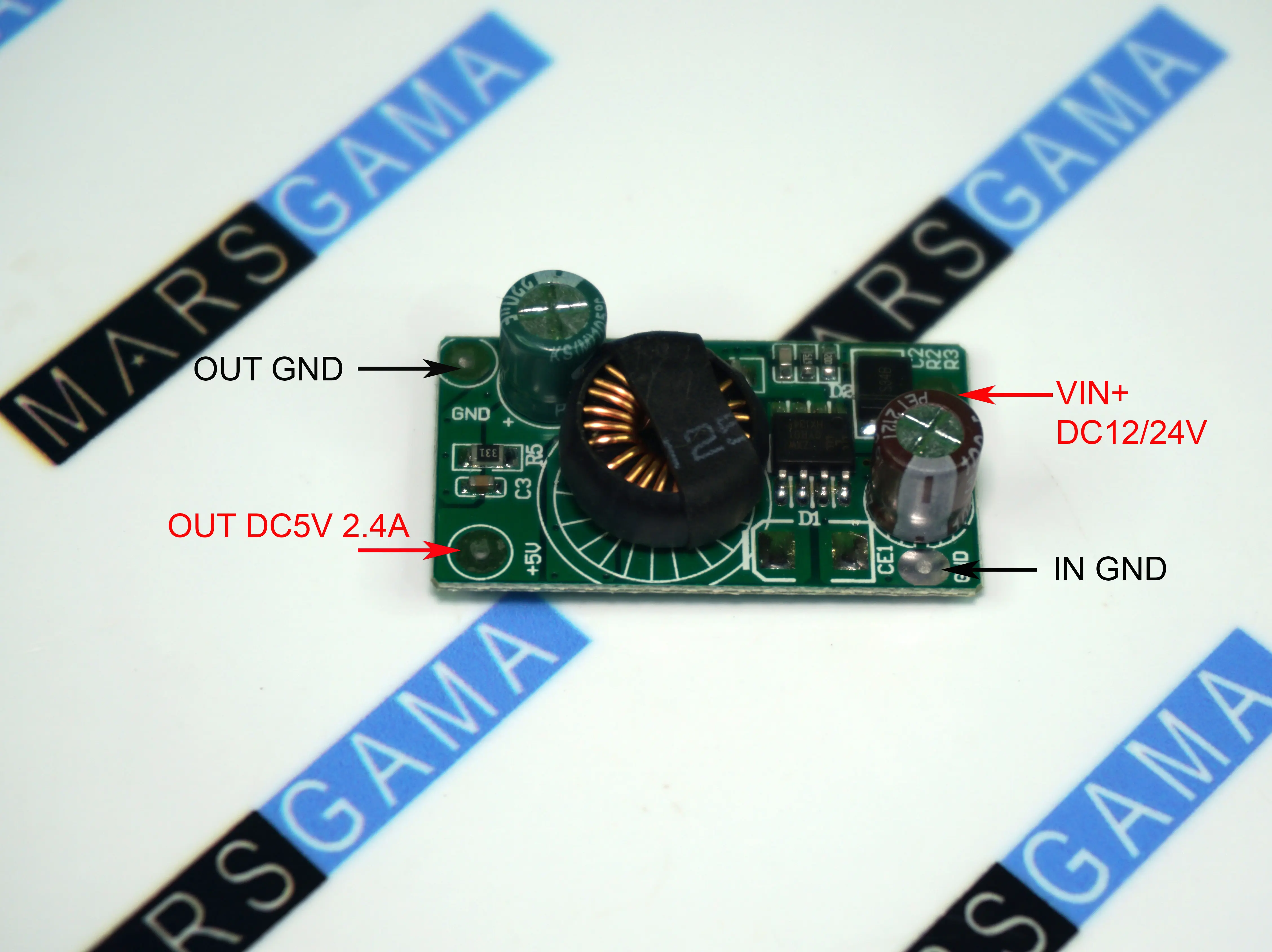 Modul Mini Step Down DC-DC 12V 24V To 5V 2.4A Buck PCB Board