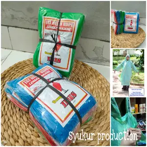 ISI 12 JAS HUJAN PLASTIK HDPE JAS HUJAN PONCO ATASAN TEBAL MERK IBIS