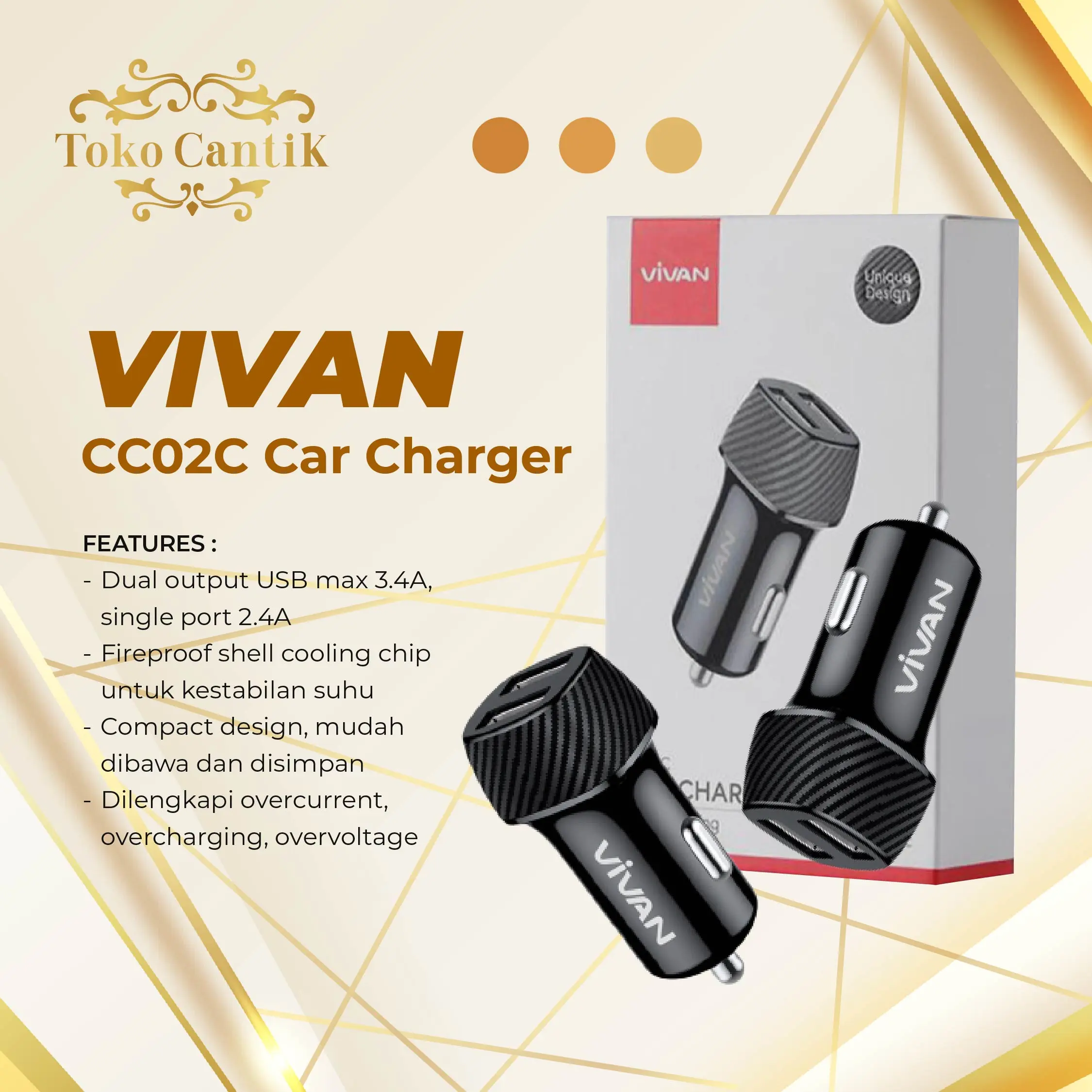 SAVER VIVAN CC02C 3.4A DUAL OUTPUT SMART IC / QUICK CHARGING ORIGINAL