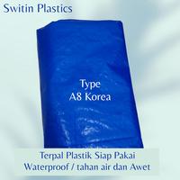 Gambar Terpal A8 KOREA biru orange ukuran bebas dari Switin Plastics Kab. Tangerang 1 Tokopedia