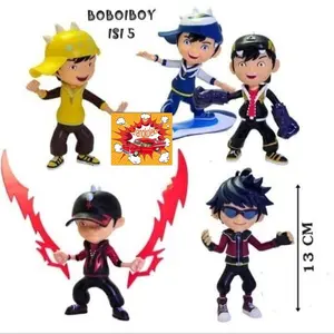 Boboi Boy Action Figure Mainan Pajangan Boneka Miniatur Set Isi 5 Bahan Vinyl Karet Padat Tinggi 12 Cm Desain Halus Dan Detail Loose Pack Tanpa Kemasan Box