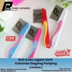 [ORIGINAL] Sisir Kutu Logam Serit Logam Kutu Ketombe Gagang Panjang