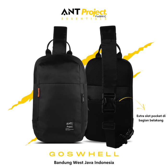 Gambar ANT PROJECT - Tas Selempang Pria GOSWELL Hitam - Tas Shoulder Bag dari ANT Project Kota Bandung Tokopedia