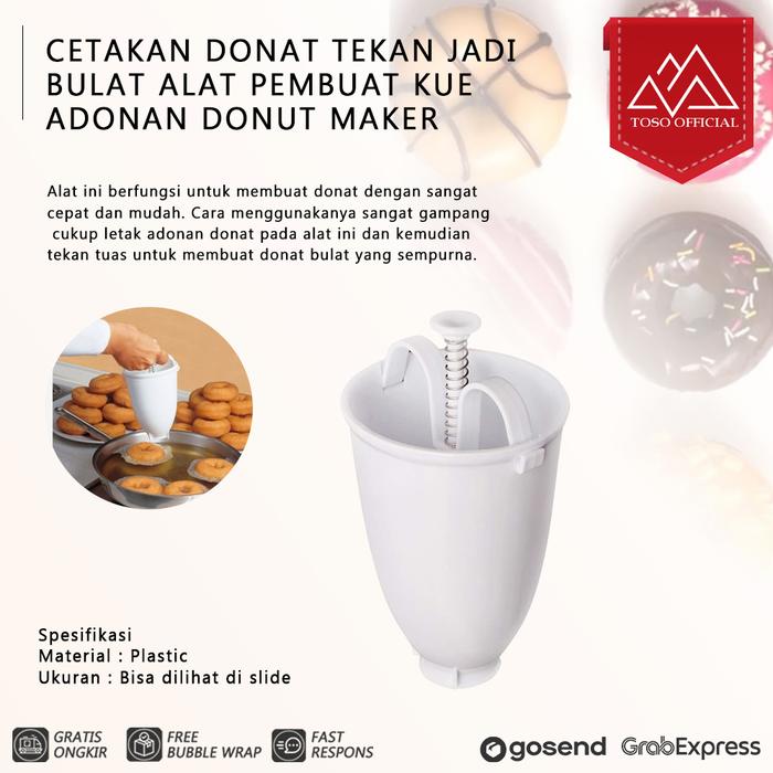 Gambar CETAKAN DONAT TEKAN JADI BULAT ALAT PEMBUAT KUE ADONAN DONUT MAKER dari Toso Mart Kota Administrasi Jakarta Pusat Tokopedia
