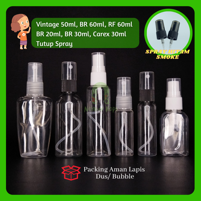 Jual BOTOL Spray 60ml PET TEBAL MIST HANDSANITIZER PARFUM HITAM PUTIH ...