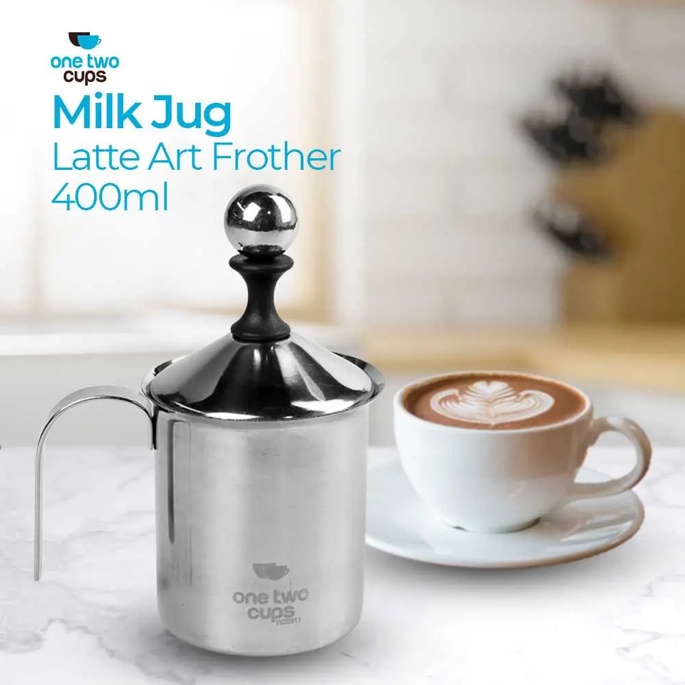 One Two Cups Gelas Kopi Milk Jug Latte Art Frother 400ml Mutifungsi