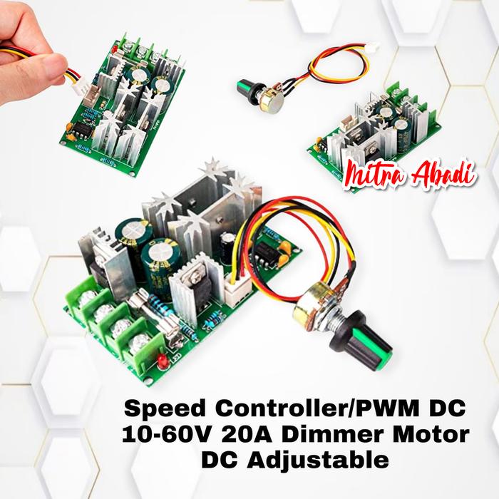 Gambar Speed Controller/PWM DC 10-60V 20A Dimmer Motor DC Adjustable dari Mitra Abadi Official_NEW Kota Administrasi Jakarta Barat Tokopedia