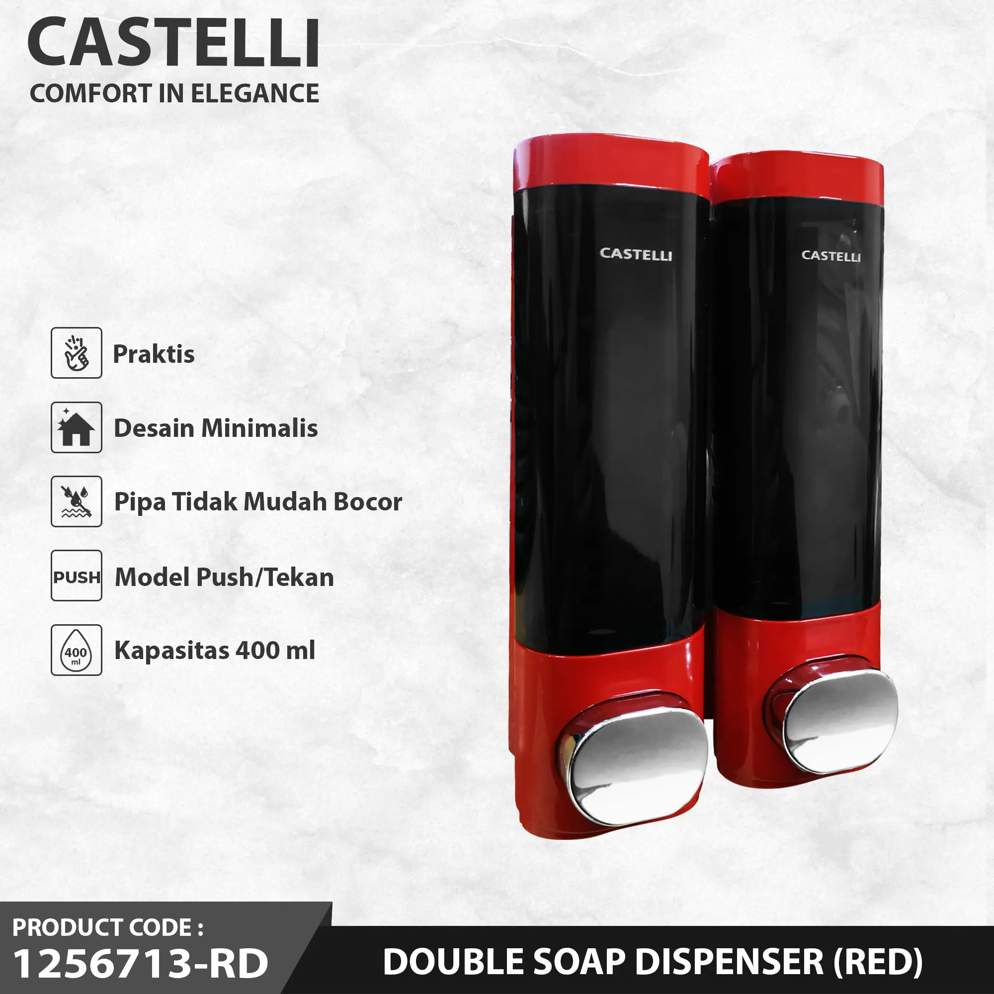 CASTELLI  Tempat sabun cair DOUBLE SOAP DISPENSER 1256713-RD