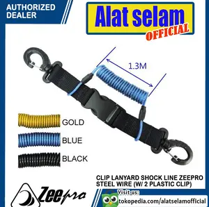 Lanyard Shock Line Double Clip Snap Plastic Zeepro Selam Diving Dive
